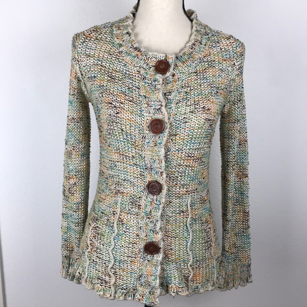 BCBG Maxazria Muti-Color Button Up Sweater